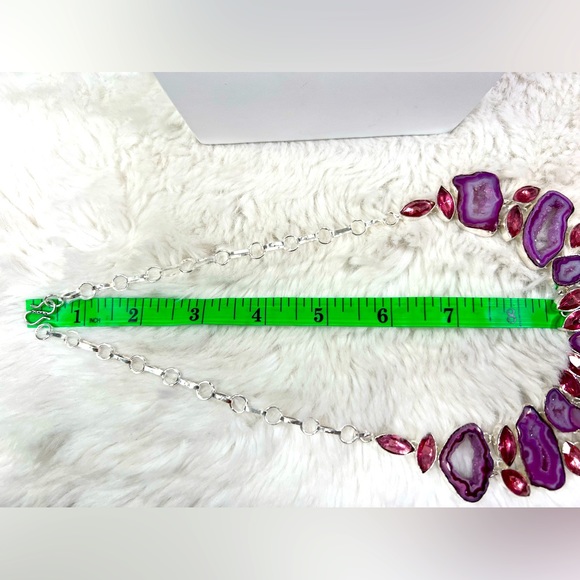 Pink Solar Quartz 925 Large Gemstone Necklace & Bracelet - Picture 4 of 7